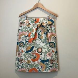 NWT J. Crew 70s Print Belted Skirt, Size 8